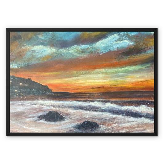 Sunset at Sennen Cove - Framed Cornish Coast Canvas Print