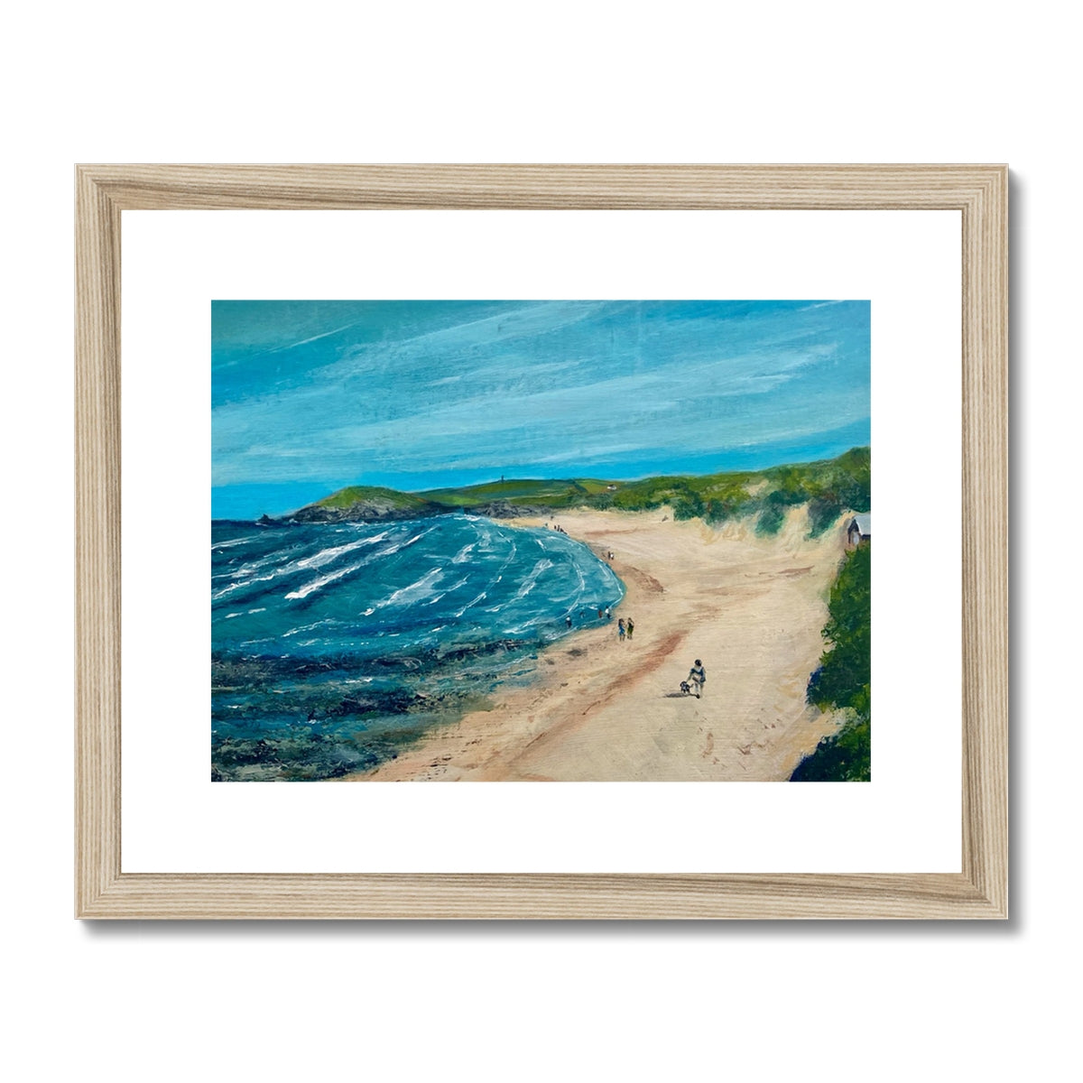 Walking the Dog, Constantine Bay Framed & Mounted Print
