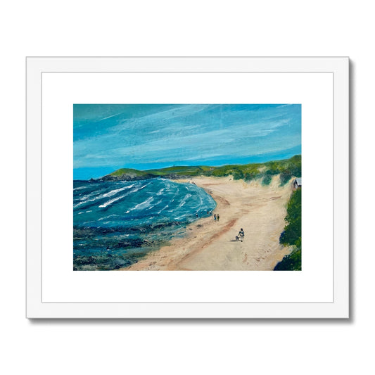 Walking the Dog, Constantine Bay Framed & Mounted Print