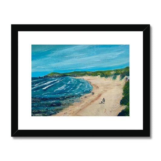 Walking the Dog, Constantine Bay Framed & Mounted Print