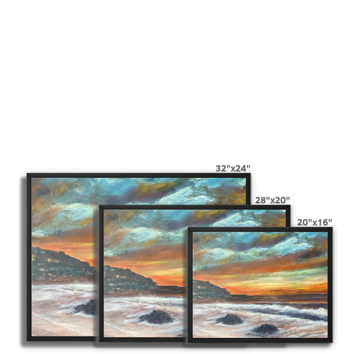 Sunset at Sennen Cove - Framed Cornish Coast Canvas Print