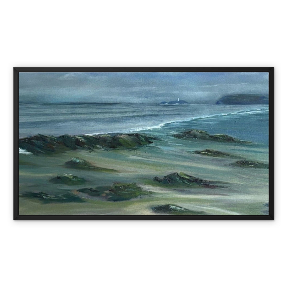 Godrevy Emerges - Framed Cornish Lighthouse Canvas Print