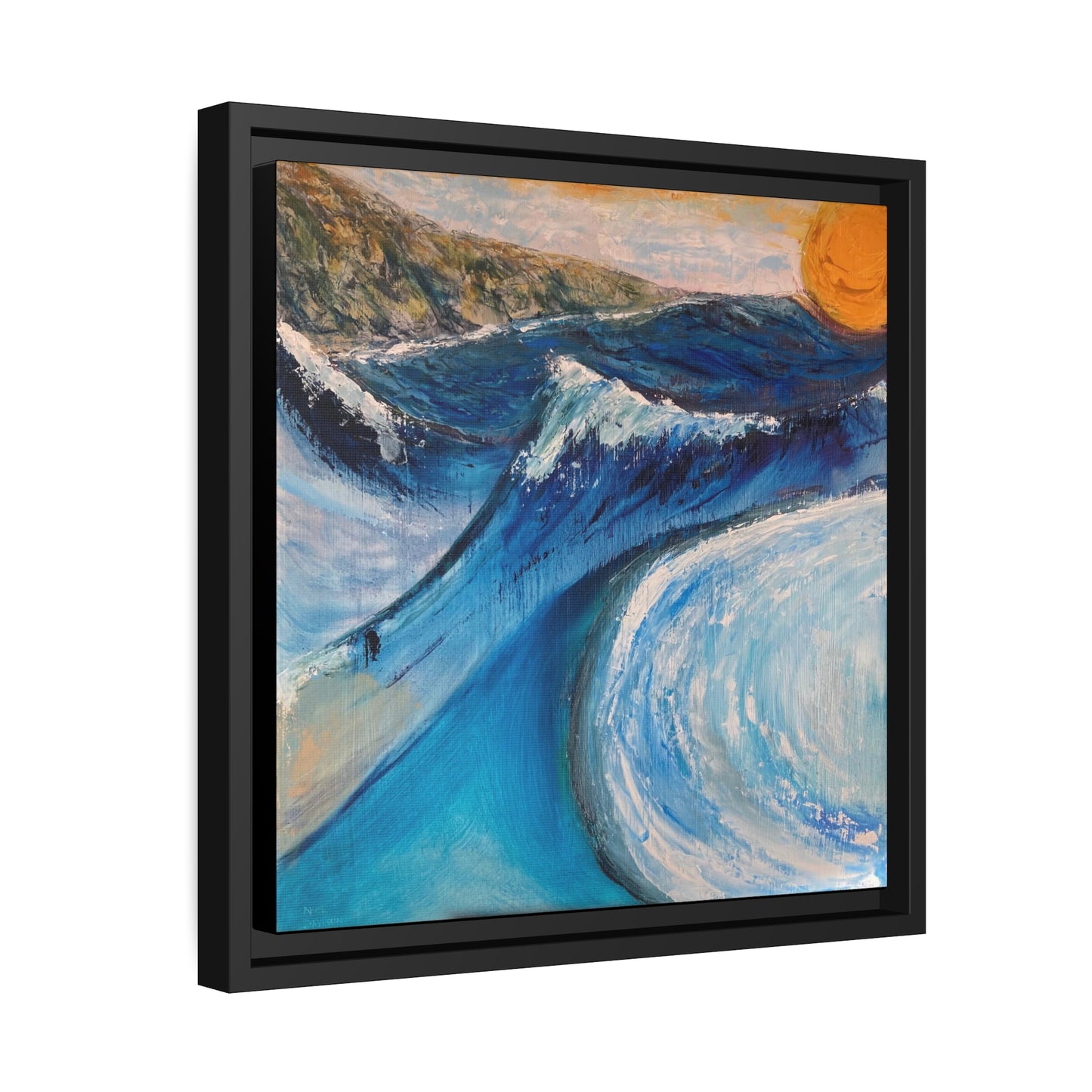 Matte Canvas Abstract Print, Black Frame - “Three Seas”