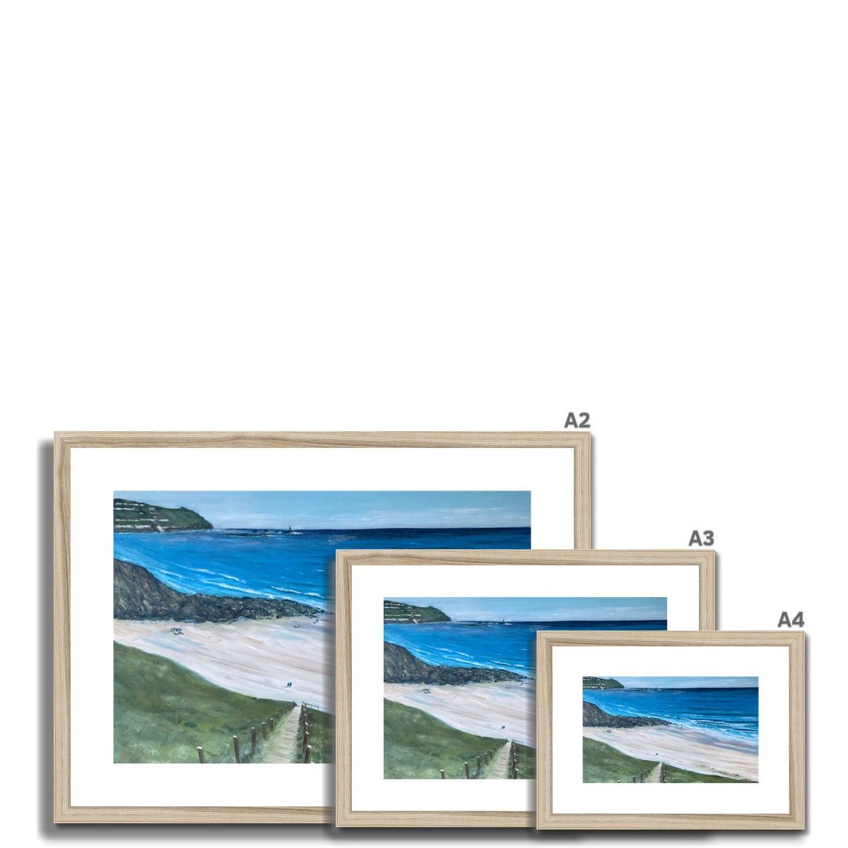 Gwynver Steps to Sennen Cove - Framed Cornish Beach Print