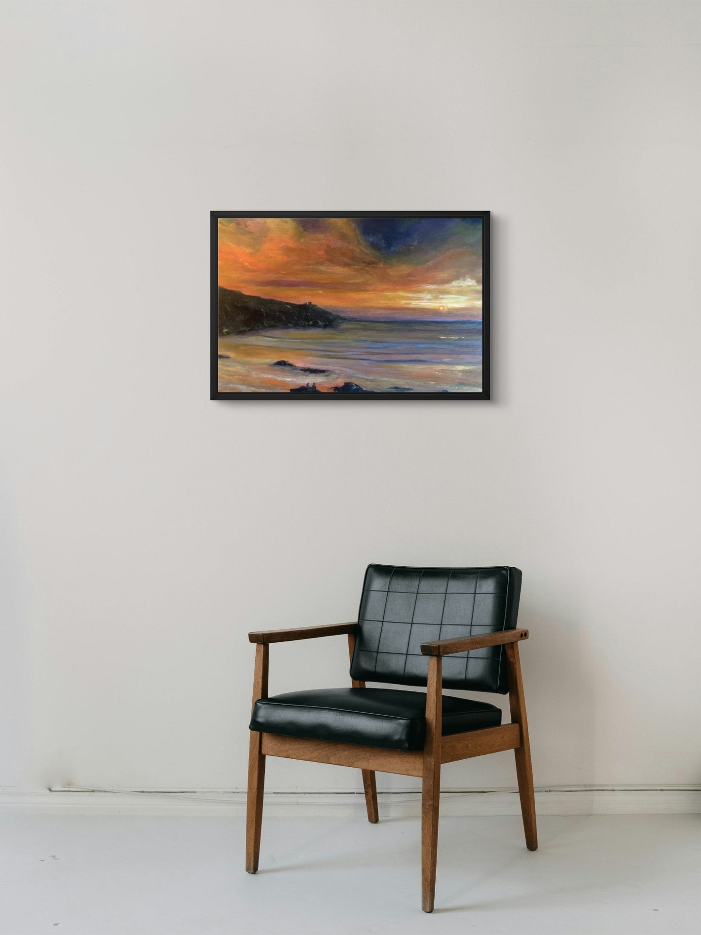 Watching the Sun Go Down - Cornish Sunset Framed Canvas Print