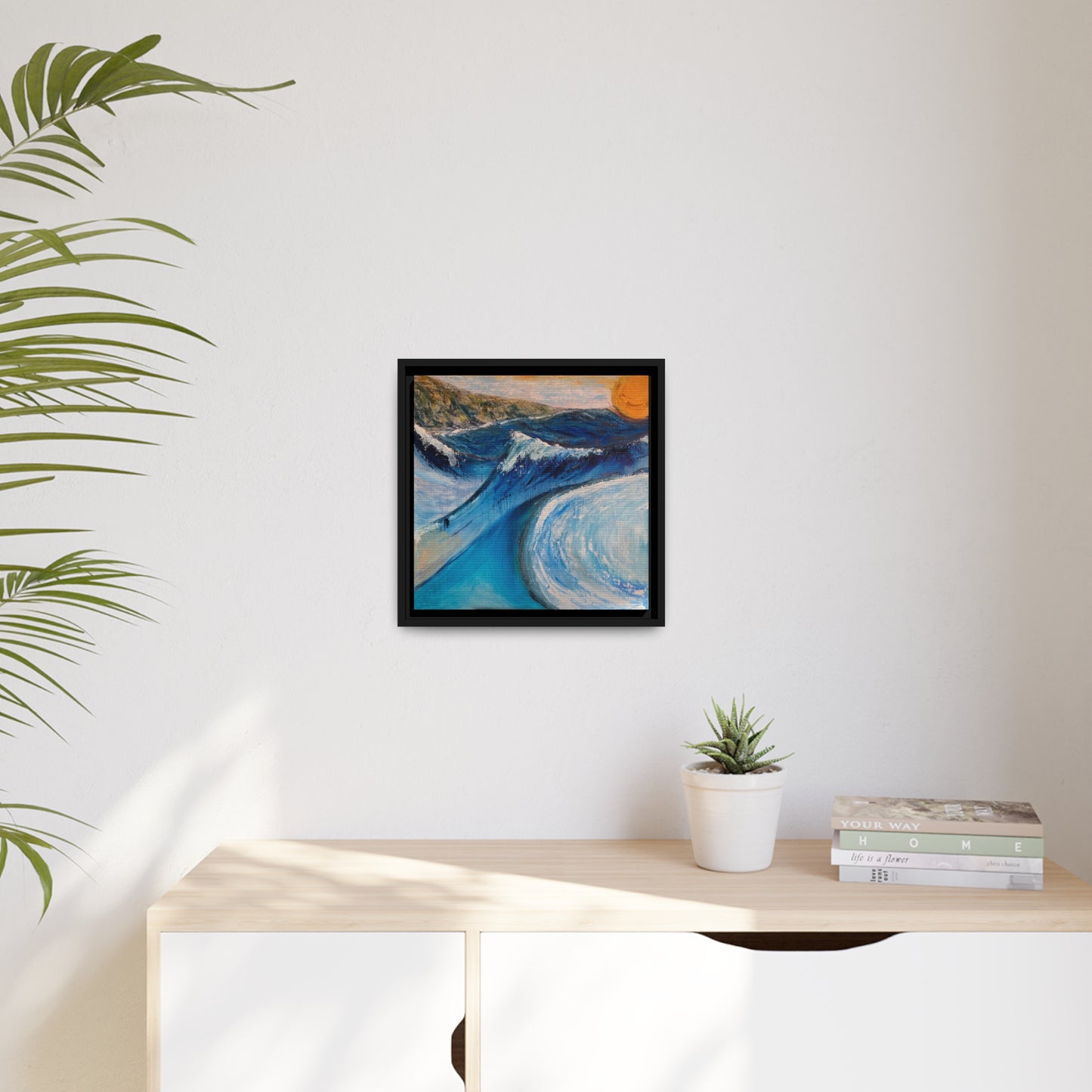 Matte Canvas Abstract Print, Black Frame - “Three Seas”