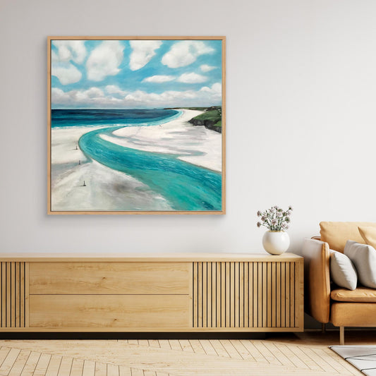 Three Mile Beach - Hayle to Godrevy Framed Canvas Print