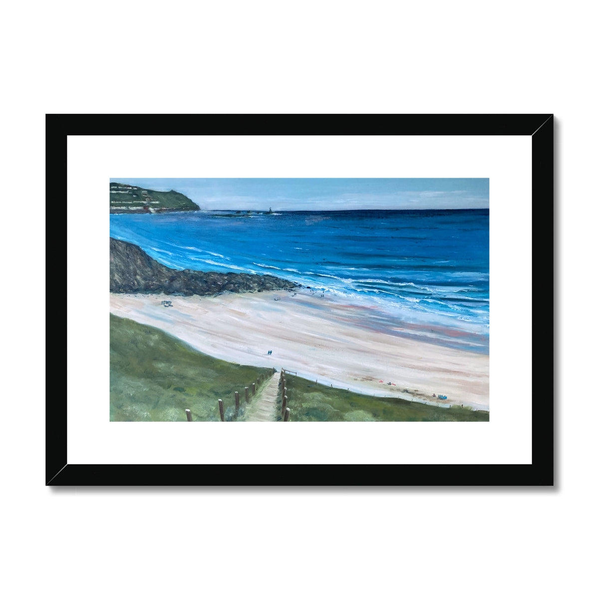 Gwynver Steps to Sennen Cove - Framed Cornish Beach Print