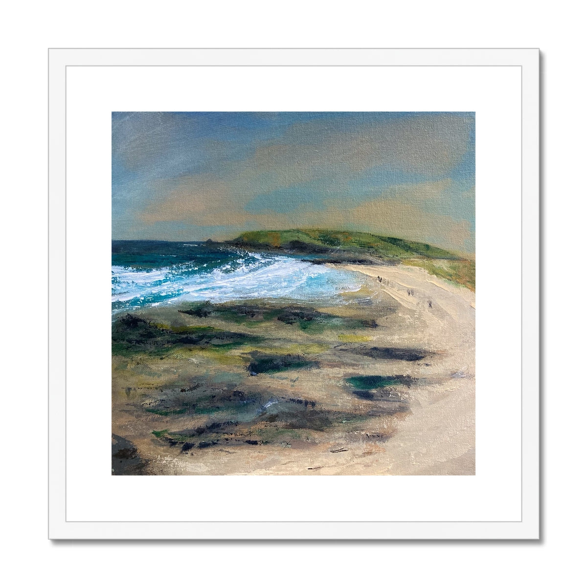 Evening Stroll, Constantine Bay - Cornish Beach Framed Print