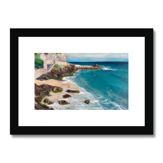 Morning Swimmers, Bamaluz Beach - St. Ives Cornish Beach Print