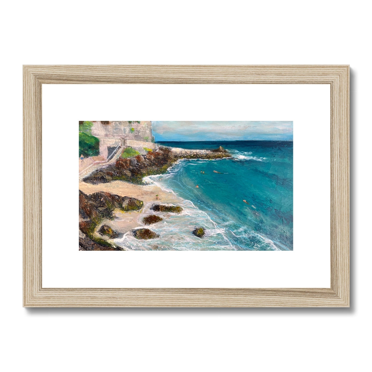 Morning Swimmers, Bamaluz Beach - St. Ives Cornish Beach Print
