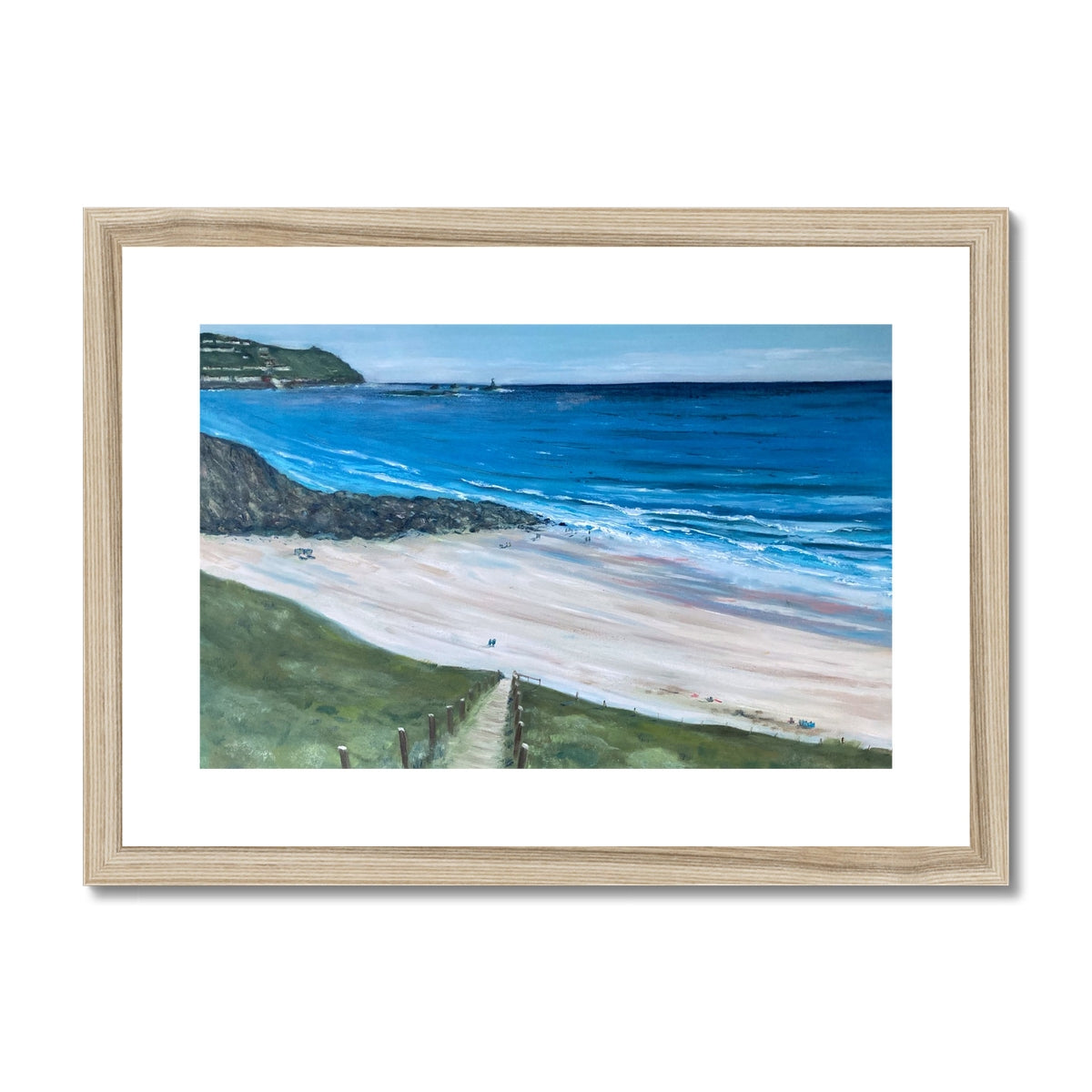 Gwynver Steps to Sennen Cove - Framed Cornish Beach Print