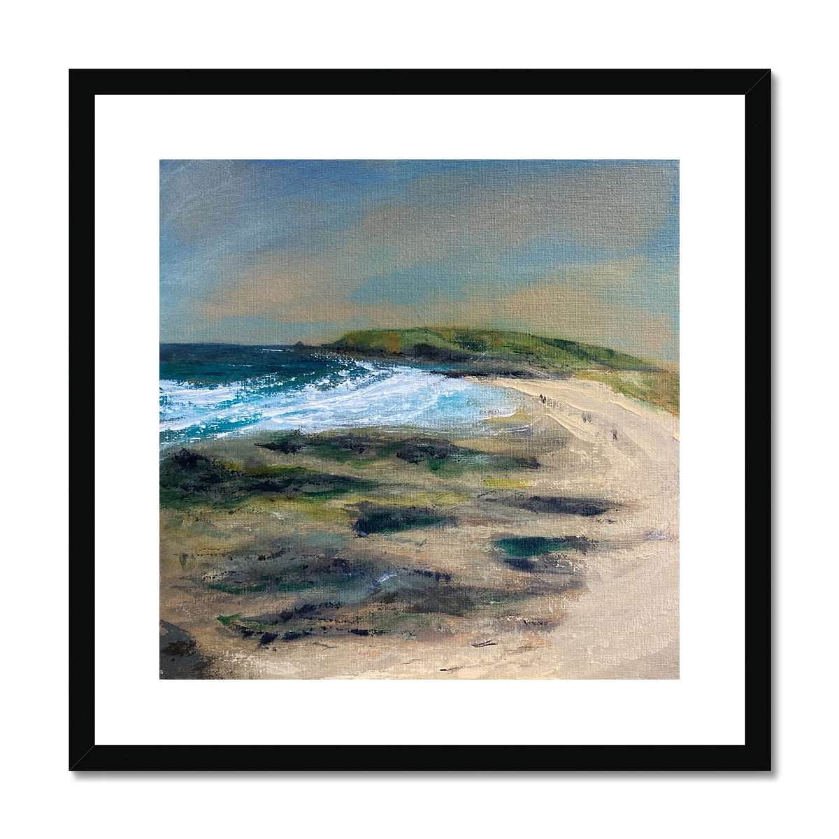 Evening Stroll, Constantine Bay - Cornish Beach Framed Print