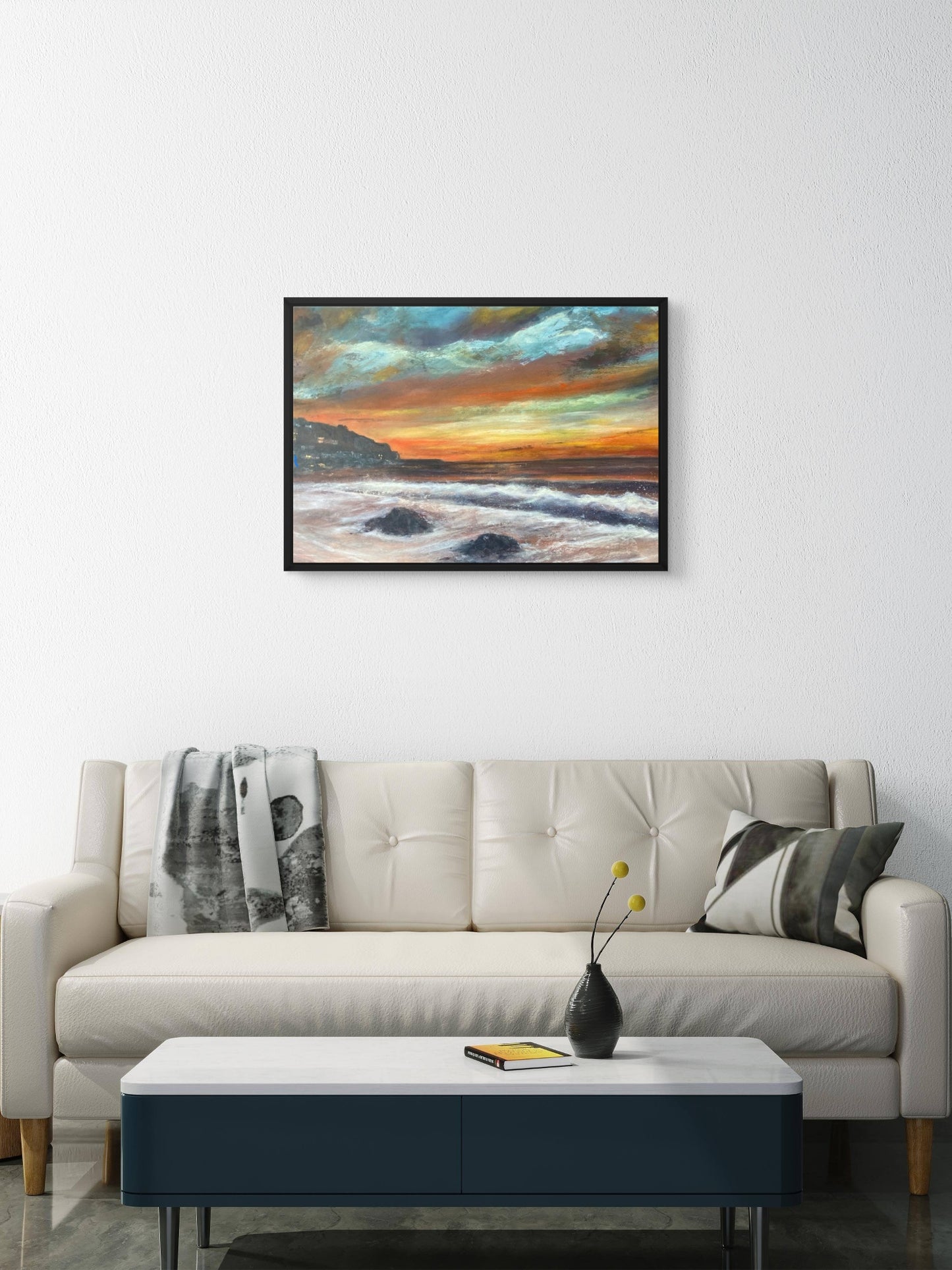 Sunset at Sennen Cove - Framed Cornish Coast Canvas Print