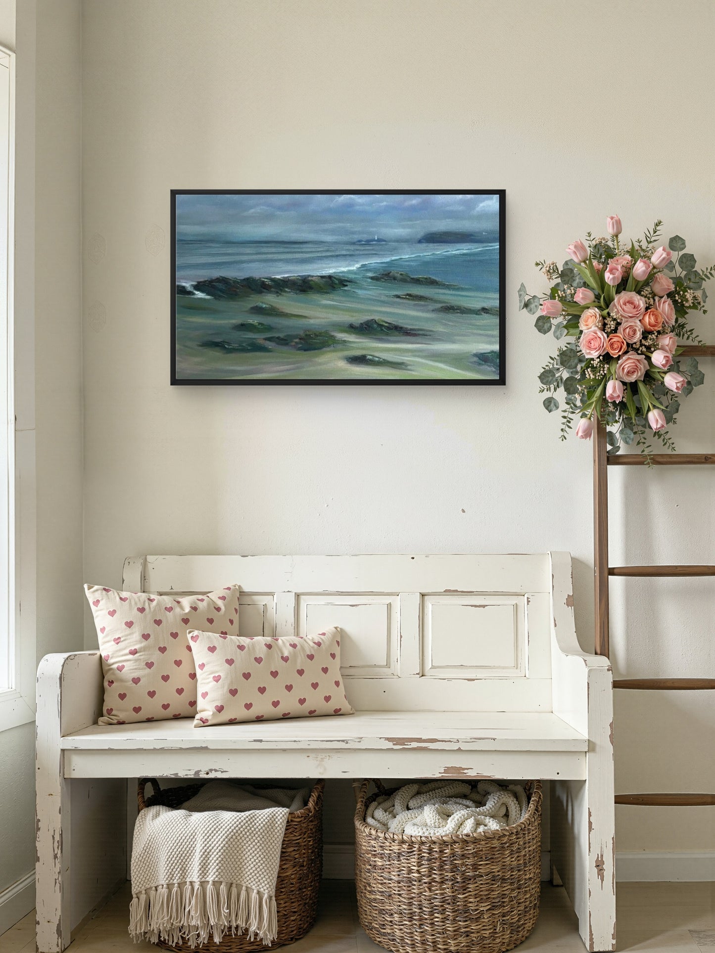 Godrevy Emerges - Framed Cornish Lighthouse Canvas Print