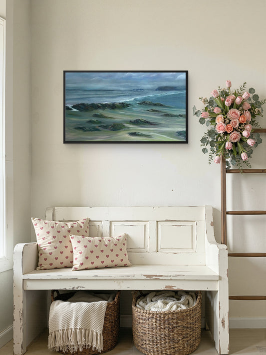 Godrevy Emerges - Framed Cornish Lighthouse Canvas Print