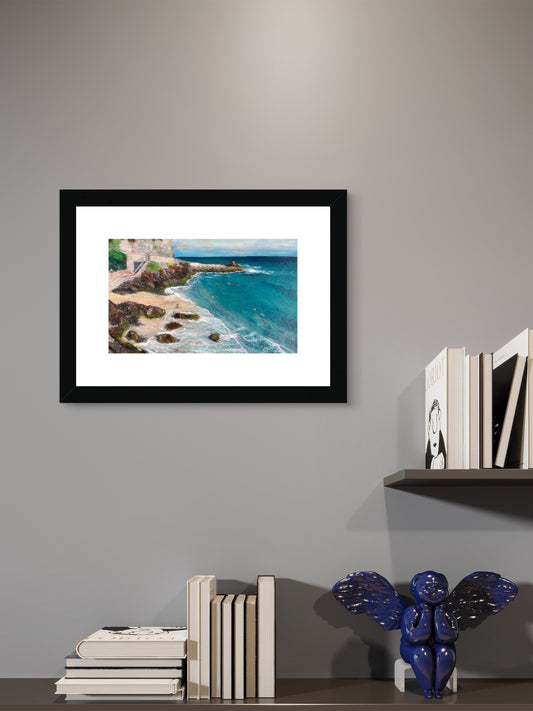 Morning Swimmers, Bamaluz Beach - St. Ives Cornish Beach Print