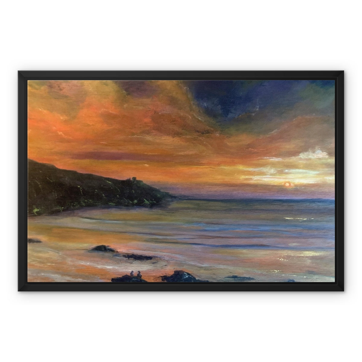 Watching the Sun Go Down - Cornish Sunset Framed Canvas Print