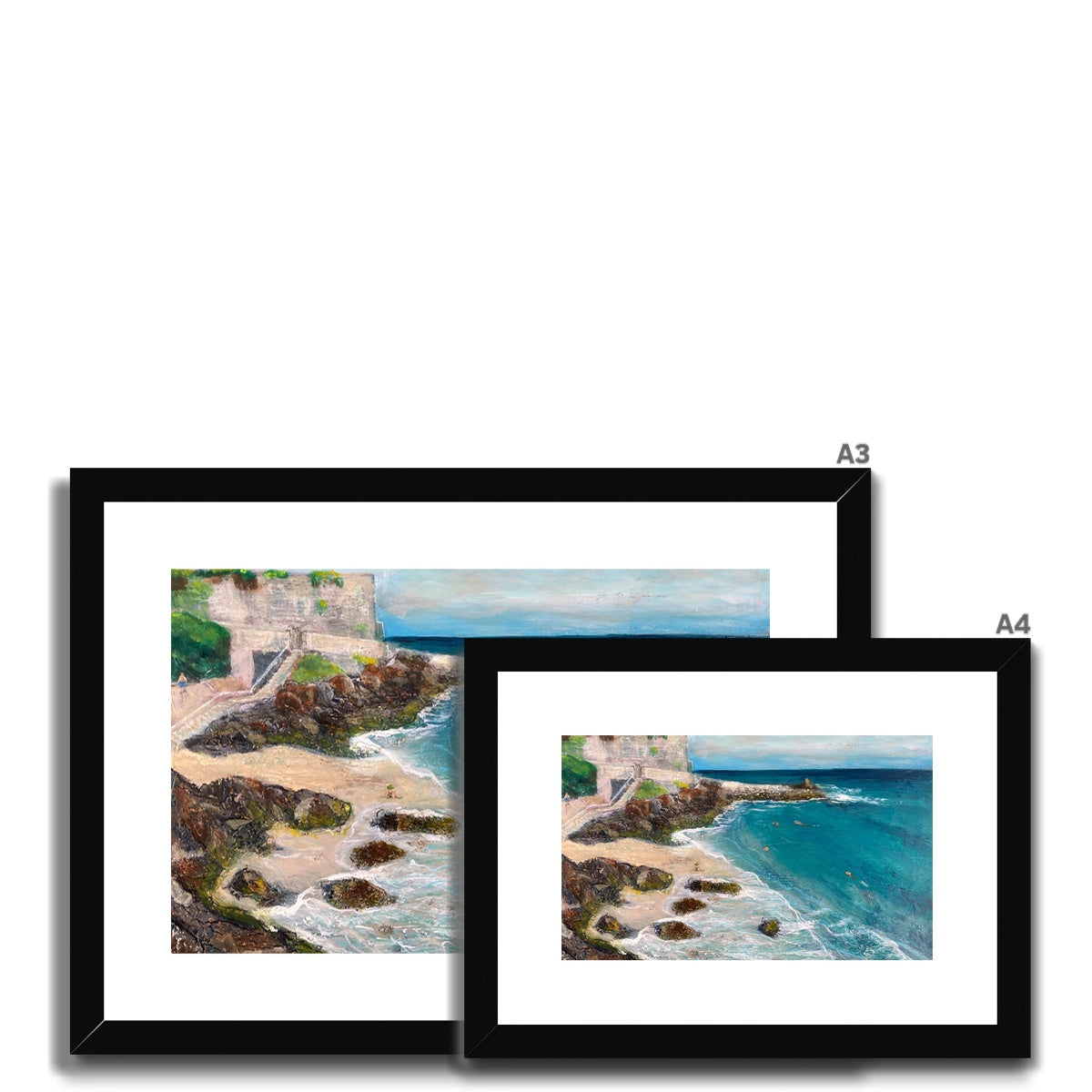 Morning Swimmers, Bamaluz Beach - St. Ives Cornish Beach Print