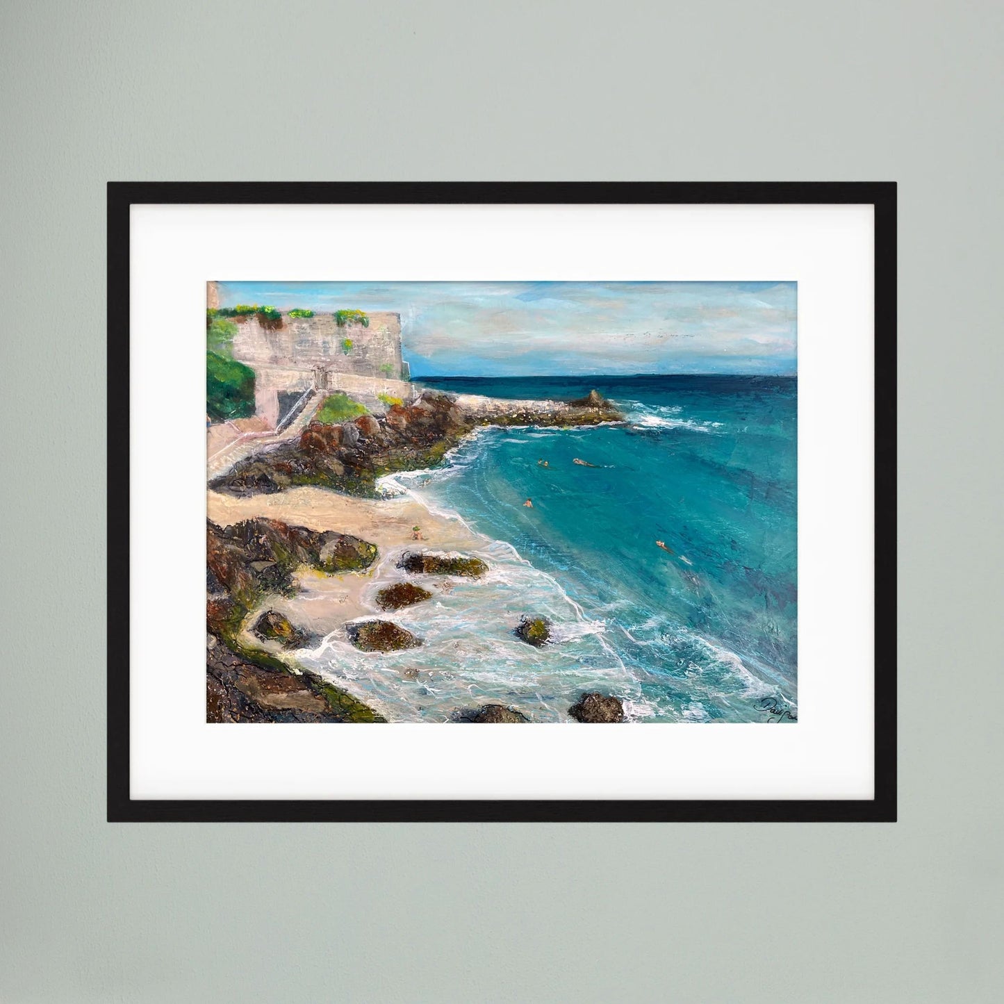 Morning Swimmers, Bamaluz Beach, St. Ives - Framed Fine Art Print
