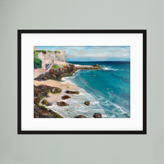 Morning Swimmers, Bamaluz Beach, St. Ives - Framed Fine Art Print