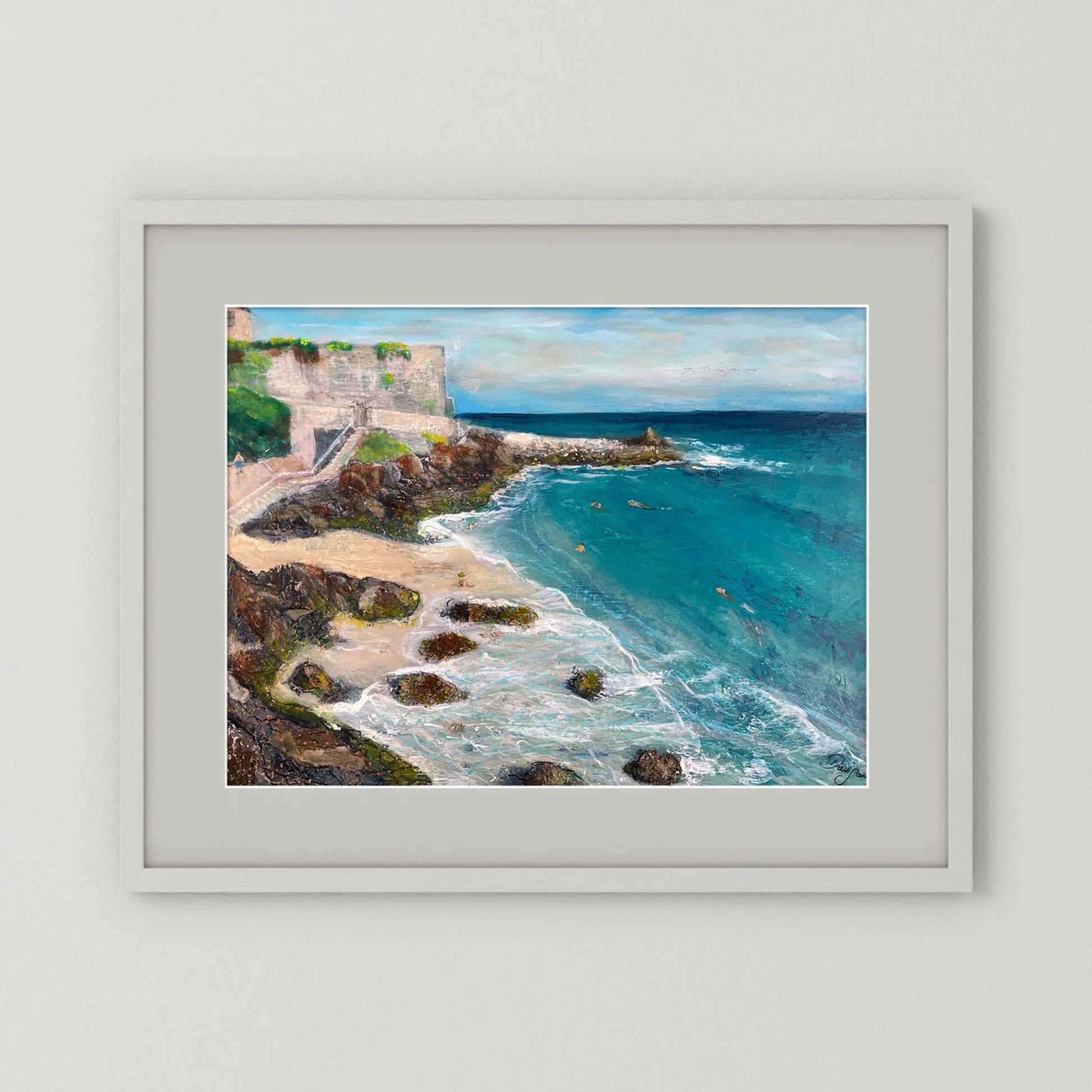 Morning Swimmers, Bamaluz Beach, St. Ives - Framed Fine Art Print