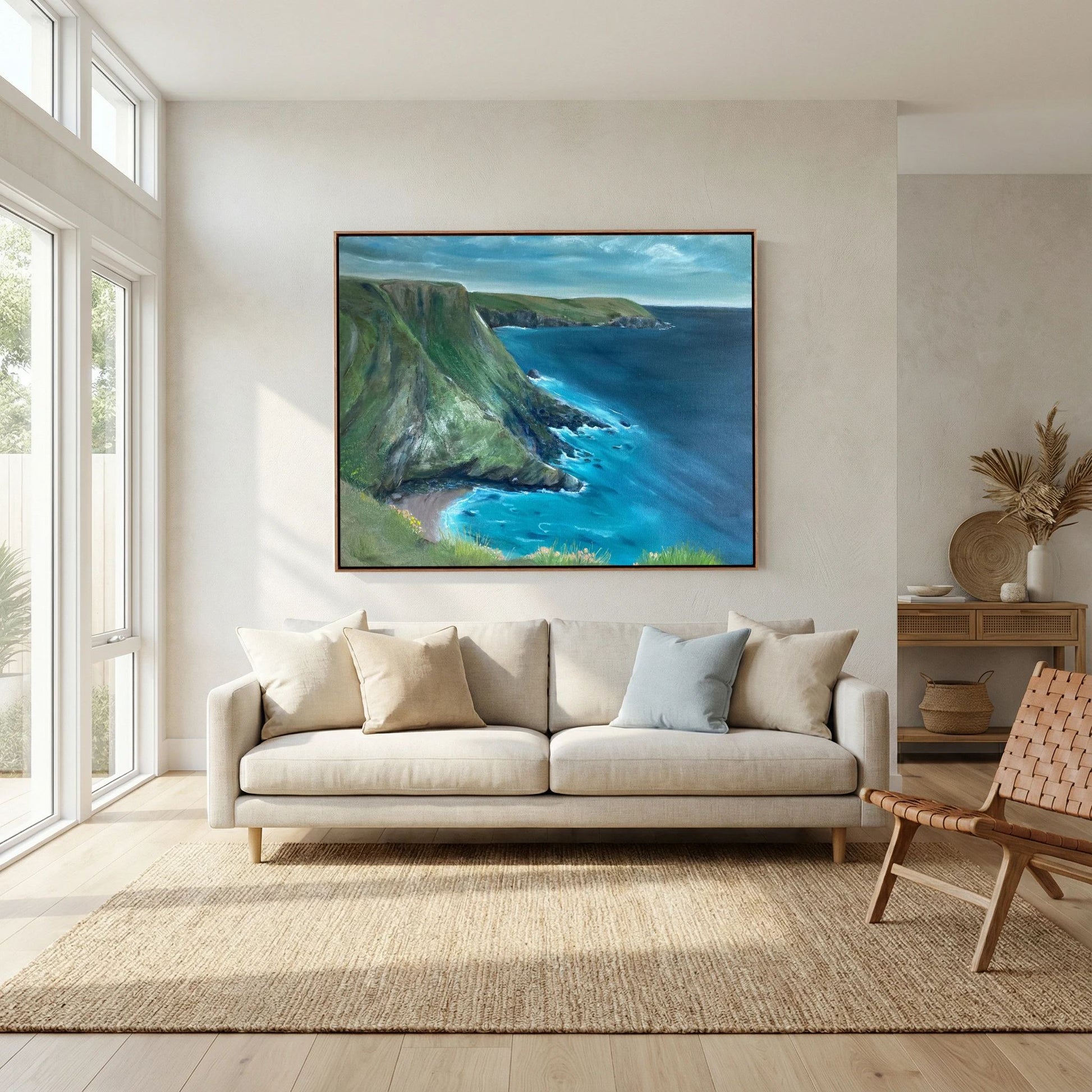 North Cliffs, Cornwall - Framed Canvas Print