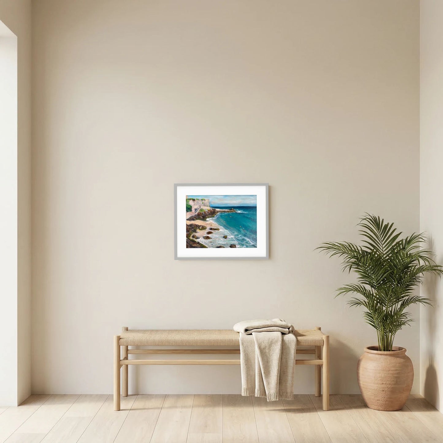 Morning Swimmers, Bamaluz Beach, St. Ives - Framed Fine Art Print