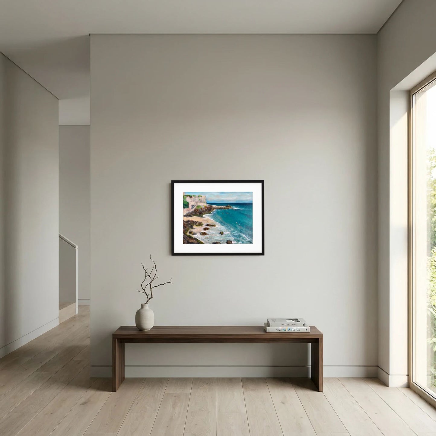 Morning Swimmers, Bamaluz Beach, St. Ives - Framed Fine Art Print