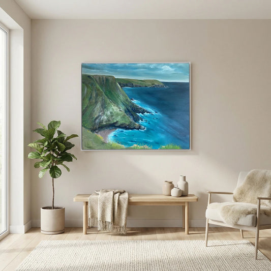 North Cliffs, Cornwall - Framed Canvas Print