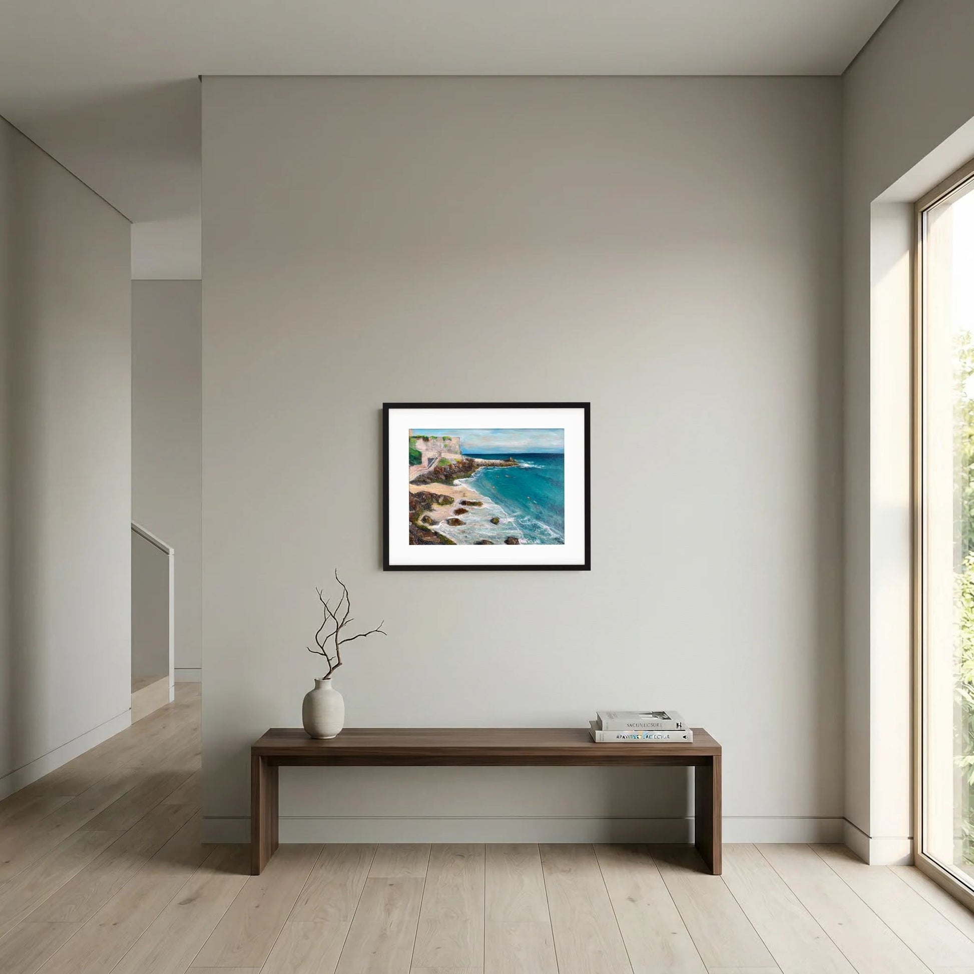 Morning Swimmers, Bamaluz Beach, St. Ives - Framed Fine Art Print