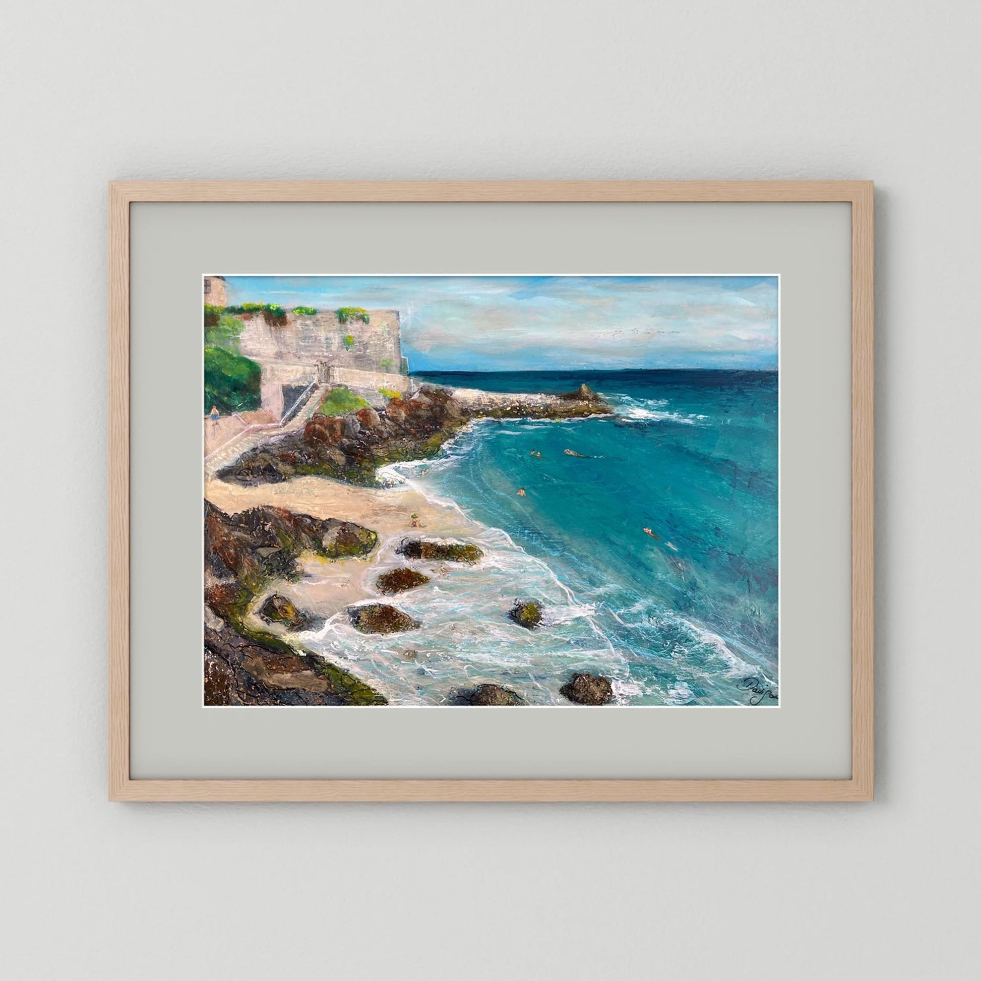Morning Swimmers, Bamaluz Beach, St. Ives - Framed Fine Art Print